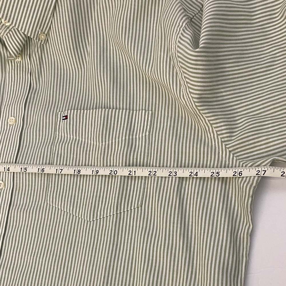 Tommy Hilfiger Olive Striped Men's Shirt - Picture 8 of 9